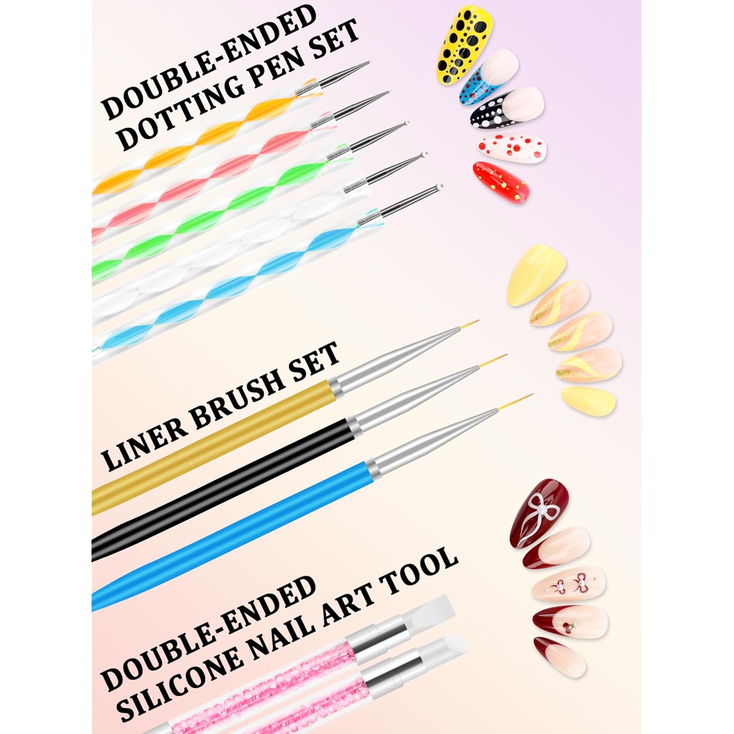 YOOVR Nail Art Kit, Nail Art Tools, Nail Design Tools, Nail Art Brushes Decoration Kit, Nail Dotting Tool, Nail Kit for Beginners, Chrome Nail Powder, Nail Stickers, Nail Rhinestones, Nail Charms Gems
