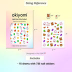 15 Sheets of Nail Stickers for Kids - 735 Cute Nail Stickers - Nail Decals for Girls - Flower, Bunny, Unicorn, Bear, Fruits | Glow in The Dark