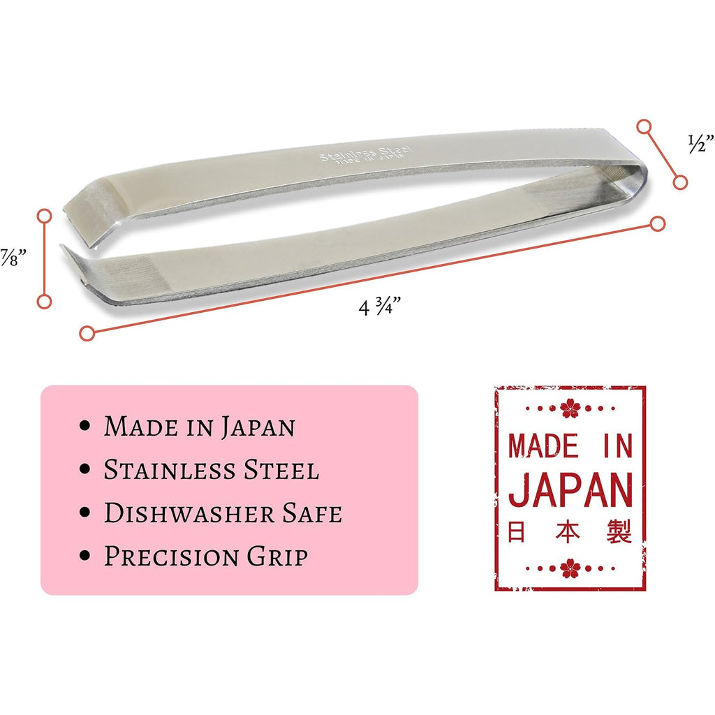 [Made In Japan] Kwizing Fish Bone Tweezers By Rci Global - Non-Slip, Precision Grip - Debone Salmon, Bass, Catfish - Stainless Steel Handmade Japanese Craftsmanship (4 3/4")