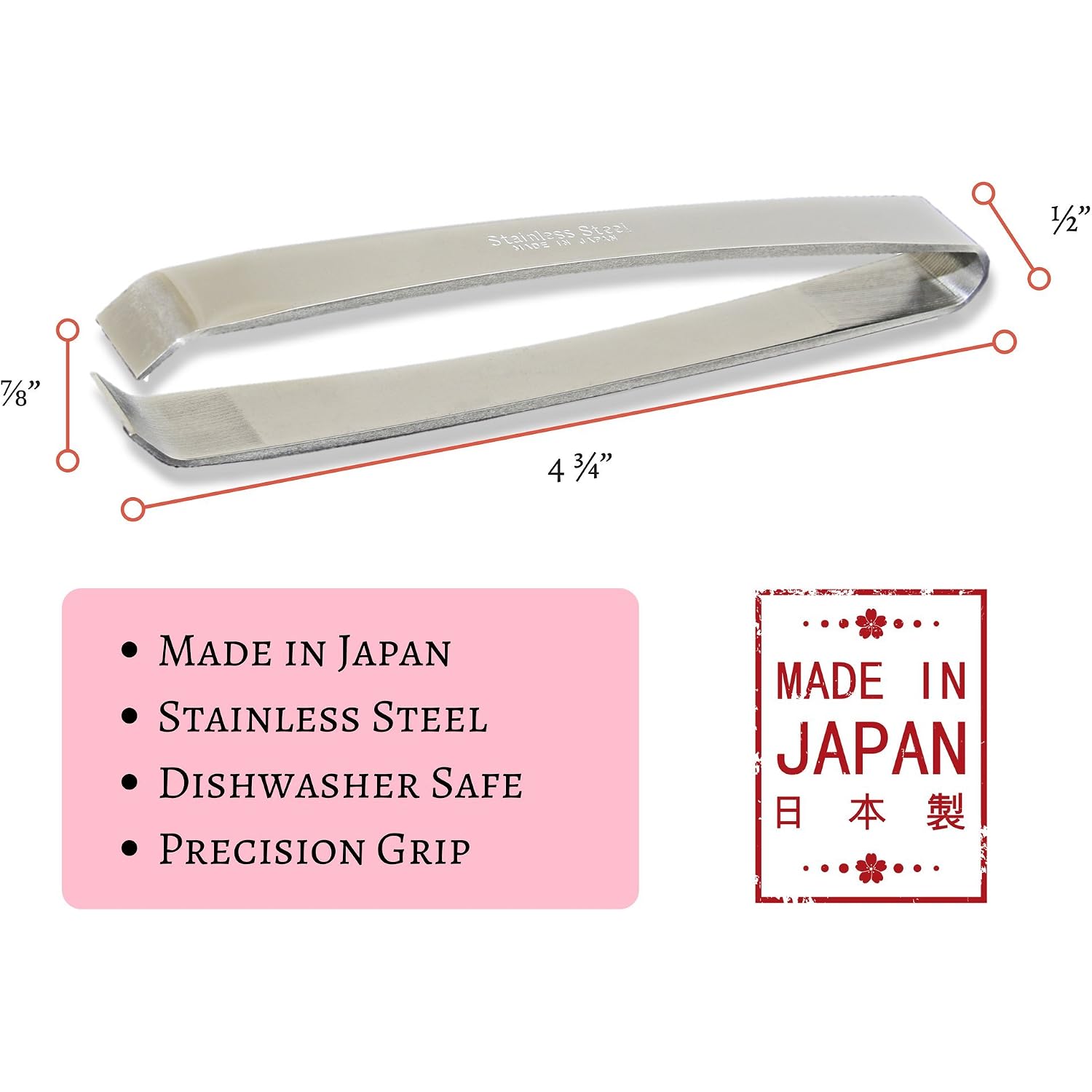 [Made In Japan] Kwizing Fish Bone Tweezers By Rci Global - Non-Slip, Precision Grip - Debone Salmon, Bass, Catfish - Stainless Steel Handmade Japanese Craftsmanship (4 3/4")