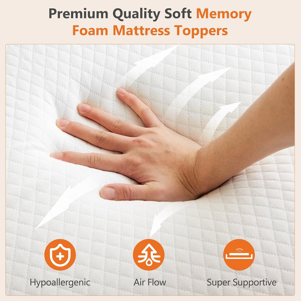 Sweetcrispy Mattress Topper Full With Removable Soft Cover, 3 Inch Thick Gel Infused Cooling Memory Foam Pad For Full Size Bed, Sleeper Sofa, Rv, Camper, Certipur Us Certified