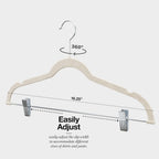 Home-It 10 Pack Velvet Hangers With Clips - Ivory Pants & Skirt Hangers - Ultra Thin No Slip Space-Saving For Pants, Skirts, Coats, Dresses, Tank Tops, Clothes