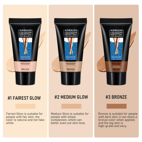 3 Colors Body Bronzers Waterproof No Transfer Flawless Looking Leg Makeup Light Leg And Body Scar Cover Up Makeup/Tattoo Cover Up (30Ml,02 Medium Golw）