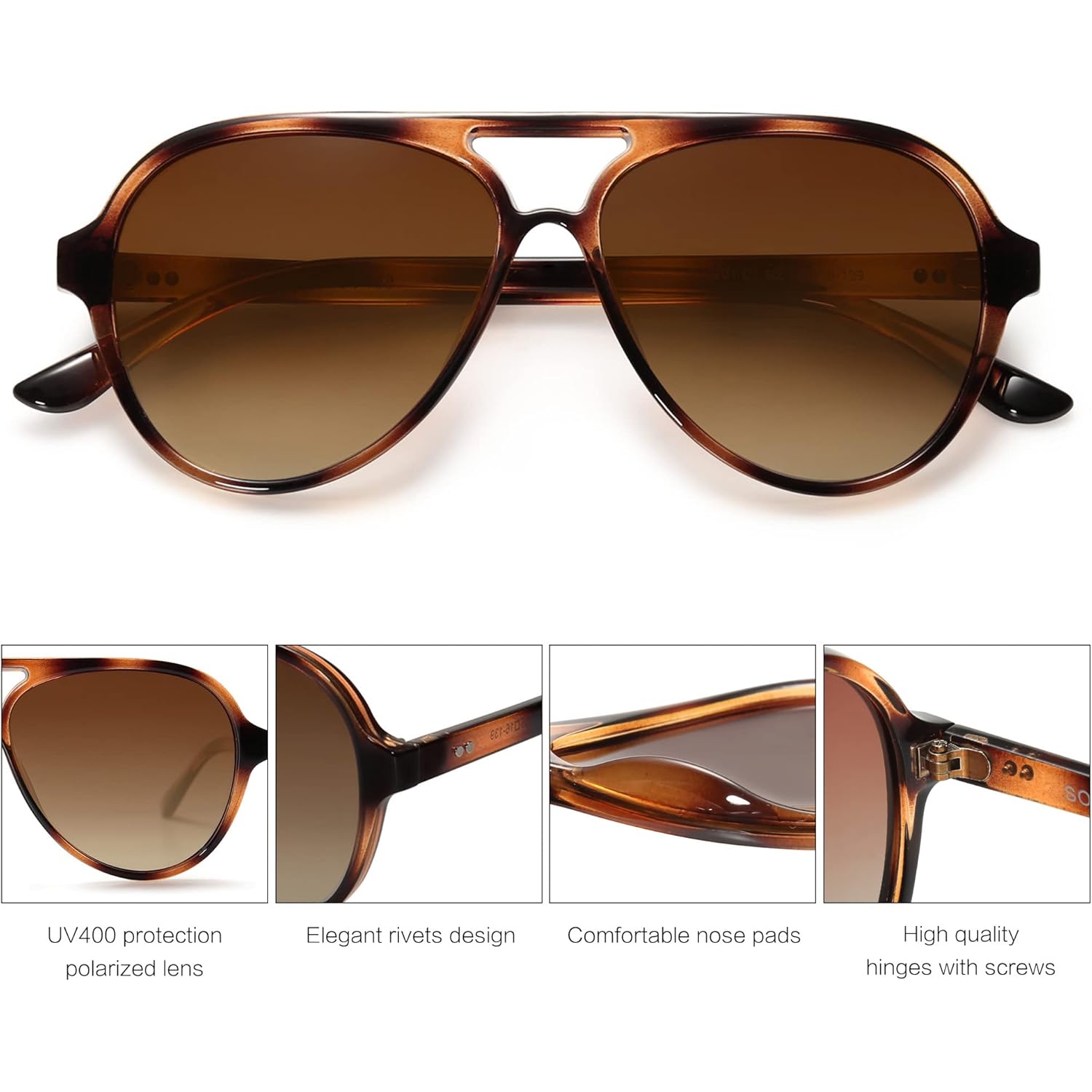 SOJOS Classic Polarized Aviator Sunglasses for Women Men, Retro Trendy Aviators Shades SJ2201