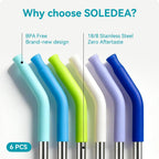 40 Oz Straight Metal Straws For 40 Oz Stanley Tumbler | 6 Pcs Stainless Steel Reusable Drinking Straw With Colourful Silicone Tips,Straw For Glass Cups, Bpa Free