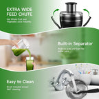 Juicer Machine, 500W Centrifugal Juicer Extractor With 3 Speed & Wide Mouth 3” Feed Chute For Fruit Vegetable, High Yield Juicer Included Cleaning Brush For Easy To Clean