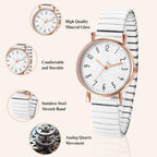 Oidea Women'S Elastic Strap Watches: Large Face Arabic Numerals Analog Quartz Wrist Watches For Women Easy Reader Stretch Band Waterproof Ladies Wratch