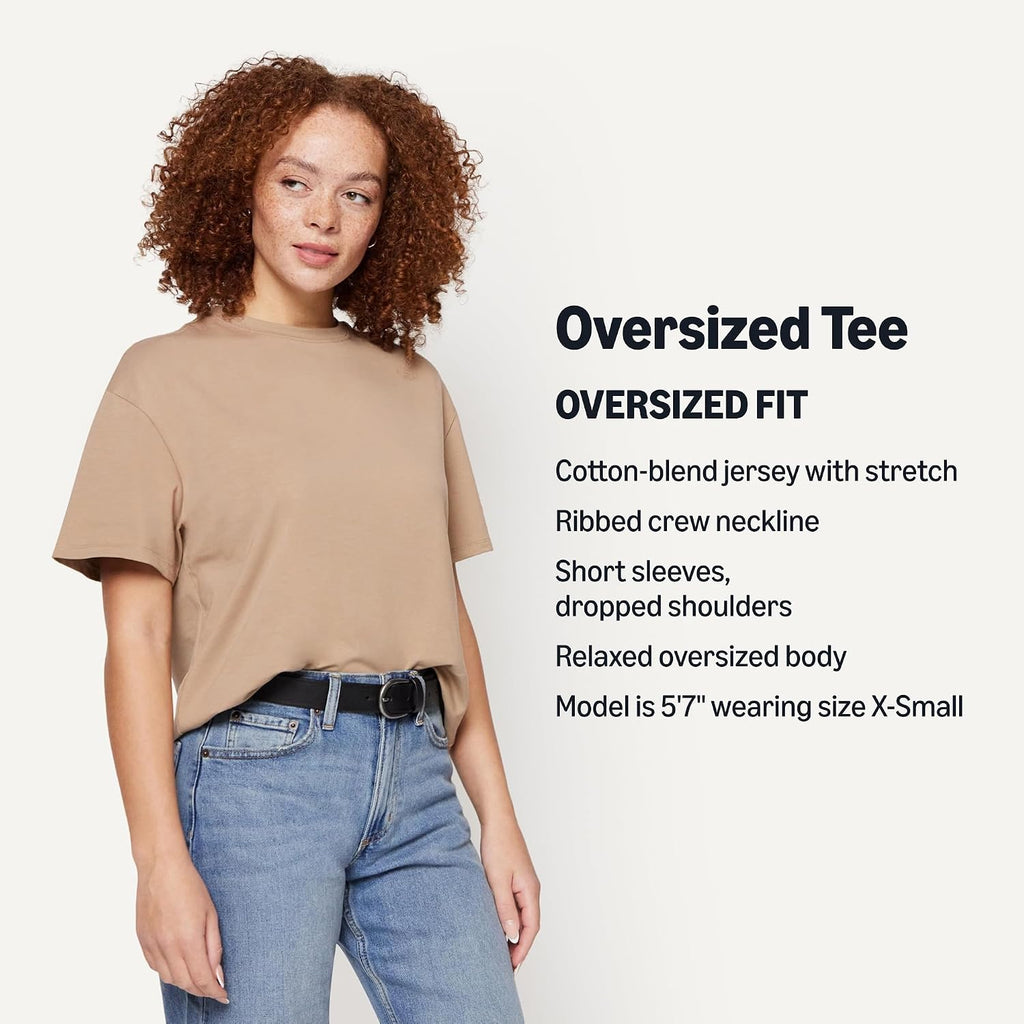 Amazon Essentials Women's Oversized-Fit Short Sleeve Crewneck Shirt