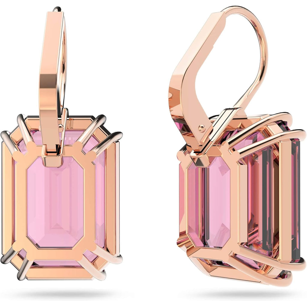 Swarovski Millenia Earrings, Octagon cut crystal, Pink, Rose-gold tone plated