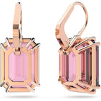 Swarovski Millenia Earrings, Octagon cut crystal, Pink, Rose-gold tone plated