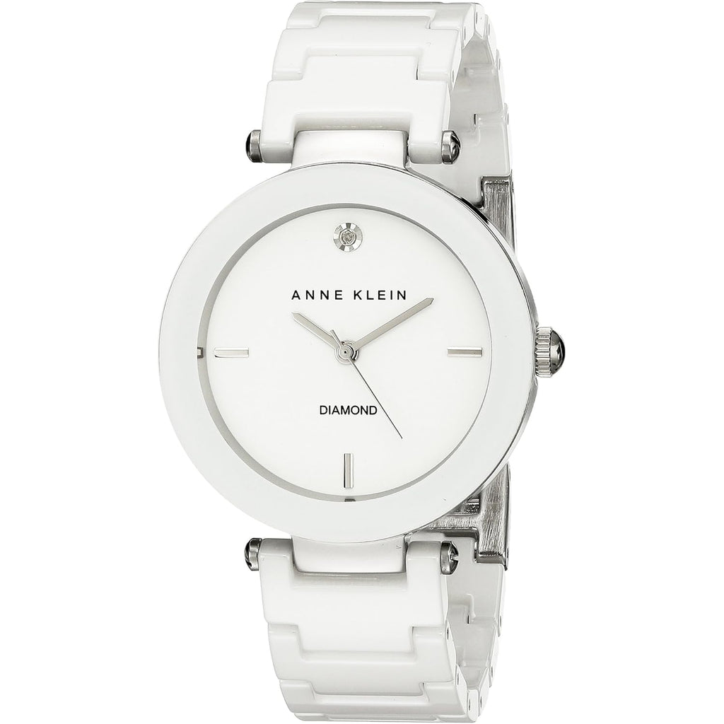 Anne Klein Women's Black Ceramic Bracelet Watch with Diamond Accent