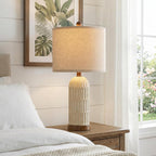 22.5" Bedside Table Lamps Set Of 2, Farmhouse Table Lamp With Usb A+C Charging Ports,Vintage Nightstand Lamp For Bedrooms And Living Rooms, Retro Resin End Table Lamp, Beige And Brown
