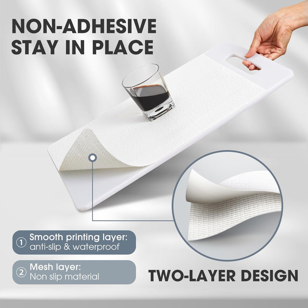 Drawer and Shelf Liner, Non-Slip Kitchen Cabinet Liners Non-Adhesive Thick Strong Grip Waterproof Washable Mats Protect Dresser Shelves Cupboard Bathroom Cabinets, White, 12 in X 10 FT