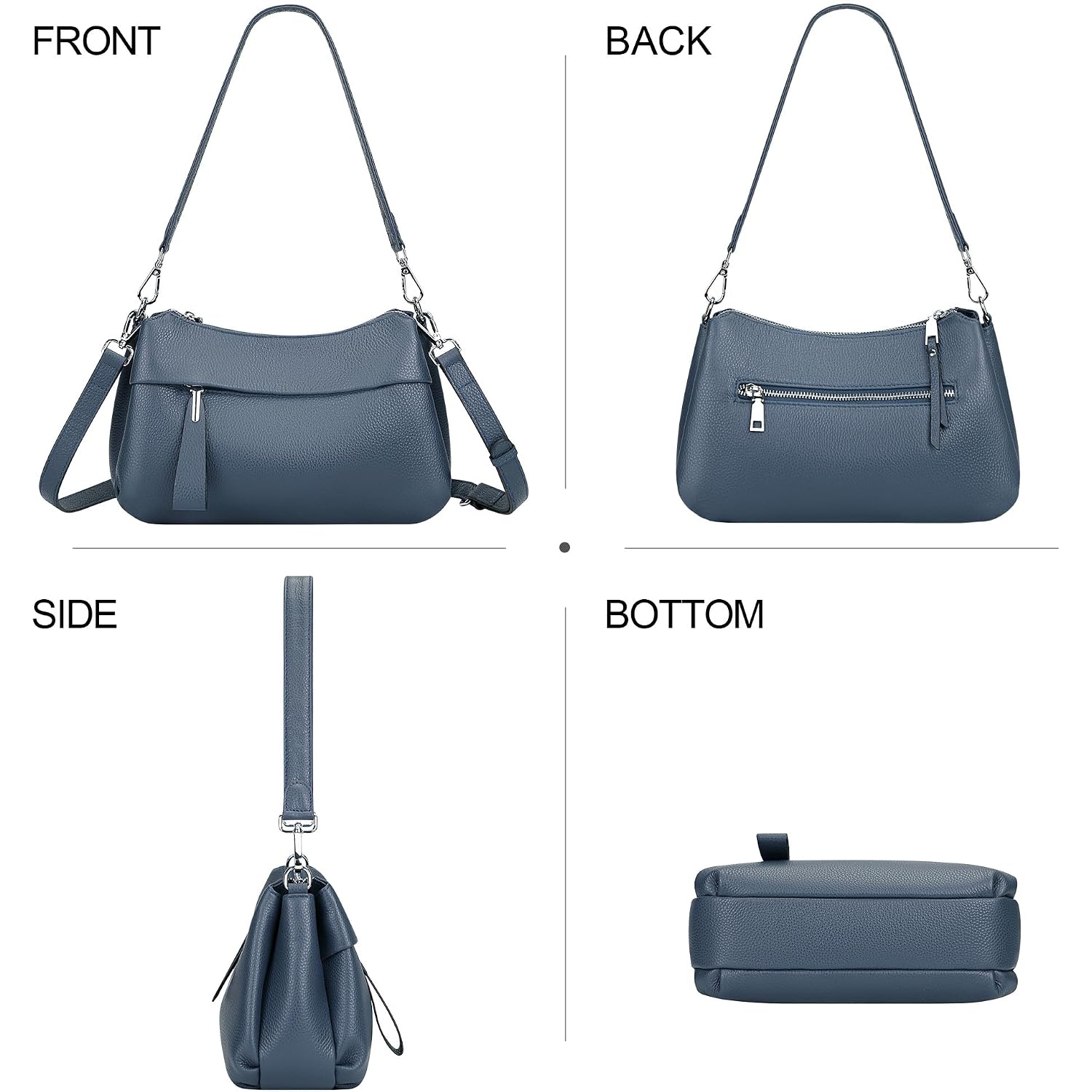 Genuine Leather Crossbody Bags For Women Small Crossbody Handbag Shoulder Purses With 2 Detachable Straps