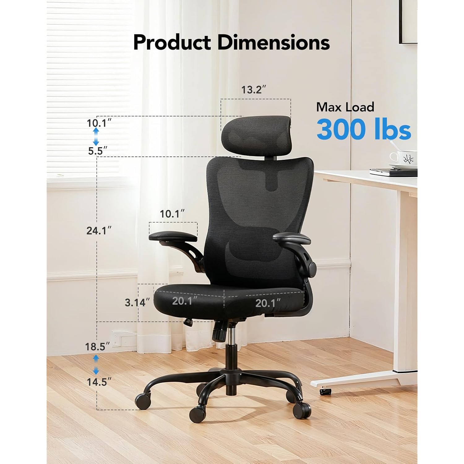 Huanuo Ergonomic Office Chair With 3D Armrests, Adjustable Lumbar Support