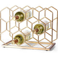 14 Bottle Countertop Wine Rack - Freestanding Modern Gold Metal Wine Rack - Tabletop Wine Holder Stand For Cabinet, Pantry, Wine Bottle Storage……
