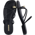 Cushionaire Venue Women’S Strappy Toe-Loop Slide Sandals With Gold-Tone Accent & Memory Foam Comfort