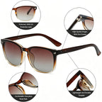 Polarized Sunglasses for Women Classic Retro Style UV400 Protection A3 Brown/Brown+transparent Brown(2 Pack)