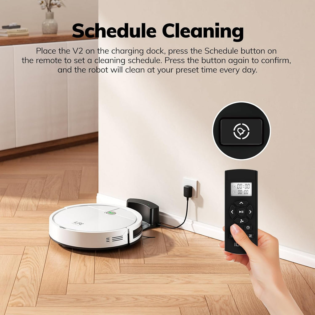 Ilife V2 Robot Vacuum Cleaner, Tangle-Free Suction | 120 Mins Runtime, Slim, Self-Charging Robotic Vacuum Cleaner, Ideal For Pet Hair And Hard Floors