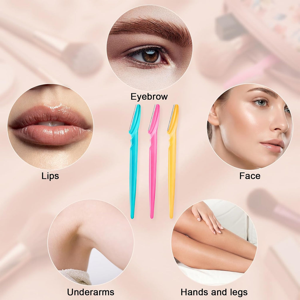 HFATMOS Eyebrow Razor, Face Razors for Women Men Multipurpose Exfoliating Face Shaver Facial Hair Removal Tools Eyebrow Trimmer with Protective Cover 12 Pcs