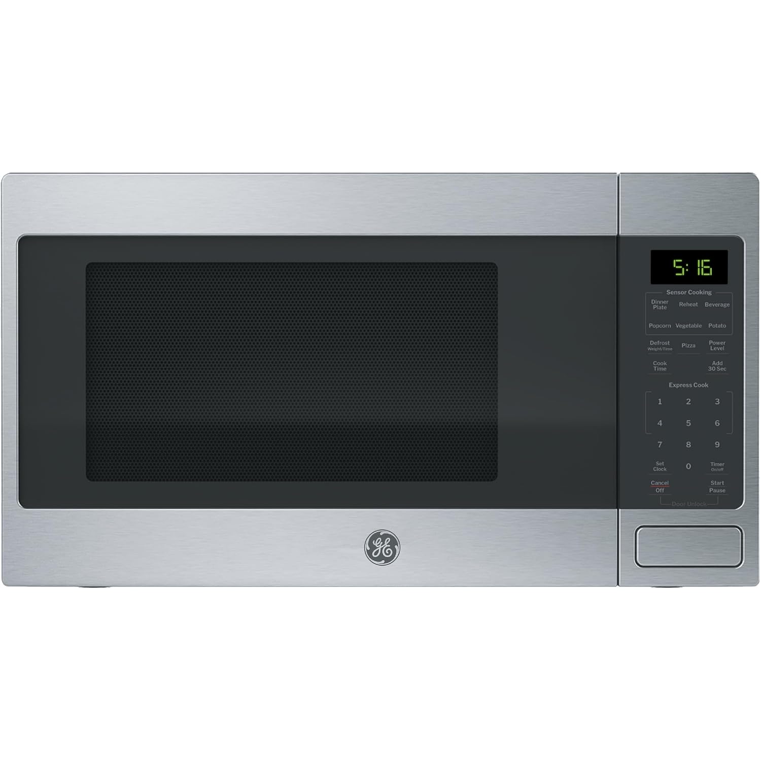 Ge Countertop Microwave Oven, 1150 Watt, 1.6 Cu. Ft., Stainless Steel | 8 Convenience Cook Settings, One-Touch Controls, Child Lock Technology, Glass Turntable, For Kitchen, Dorm, Office, Apartment