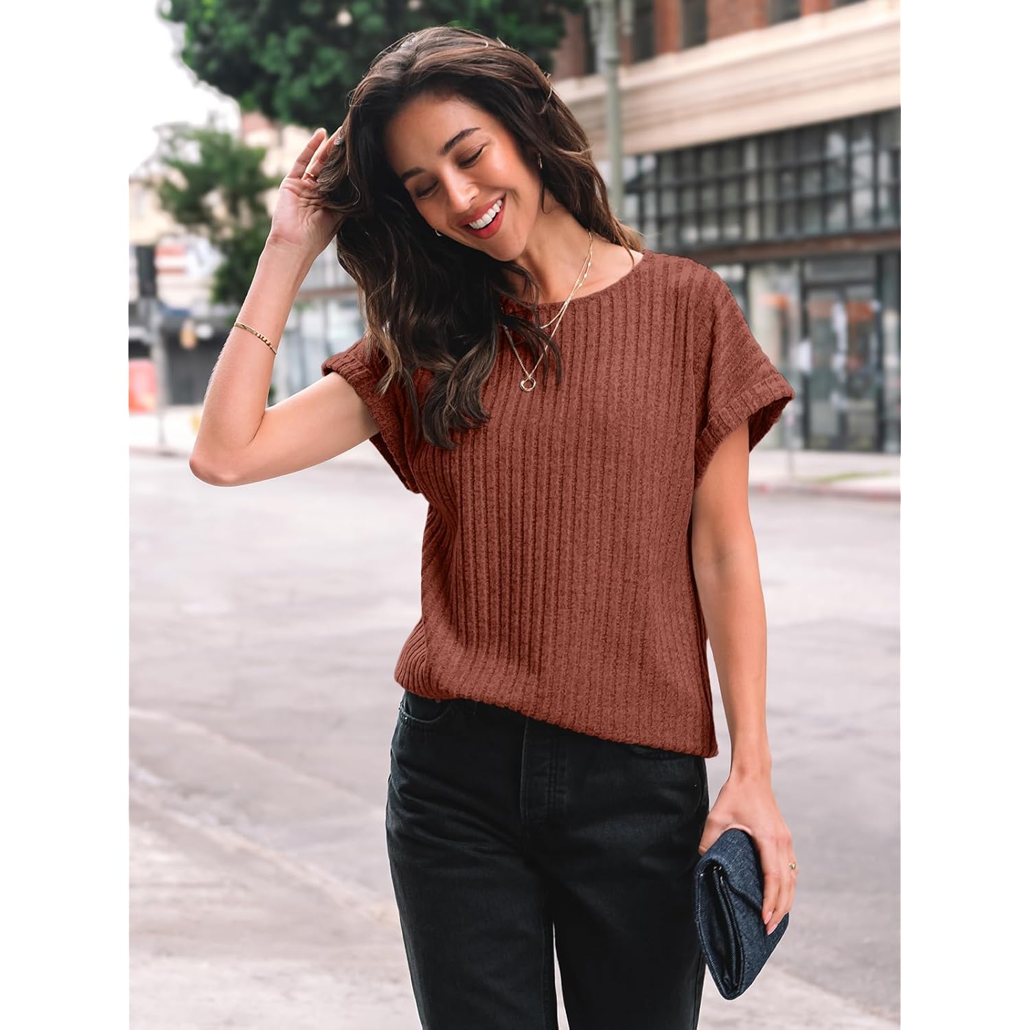 Women Summer Tops 2026 Spring Sweaters Dressy Casual Short Sleeve Shirts Business Blouses