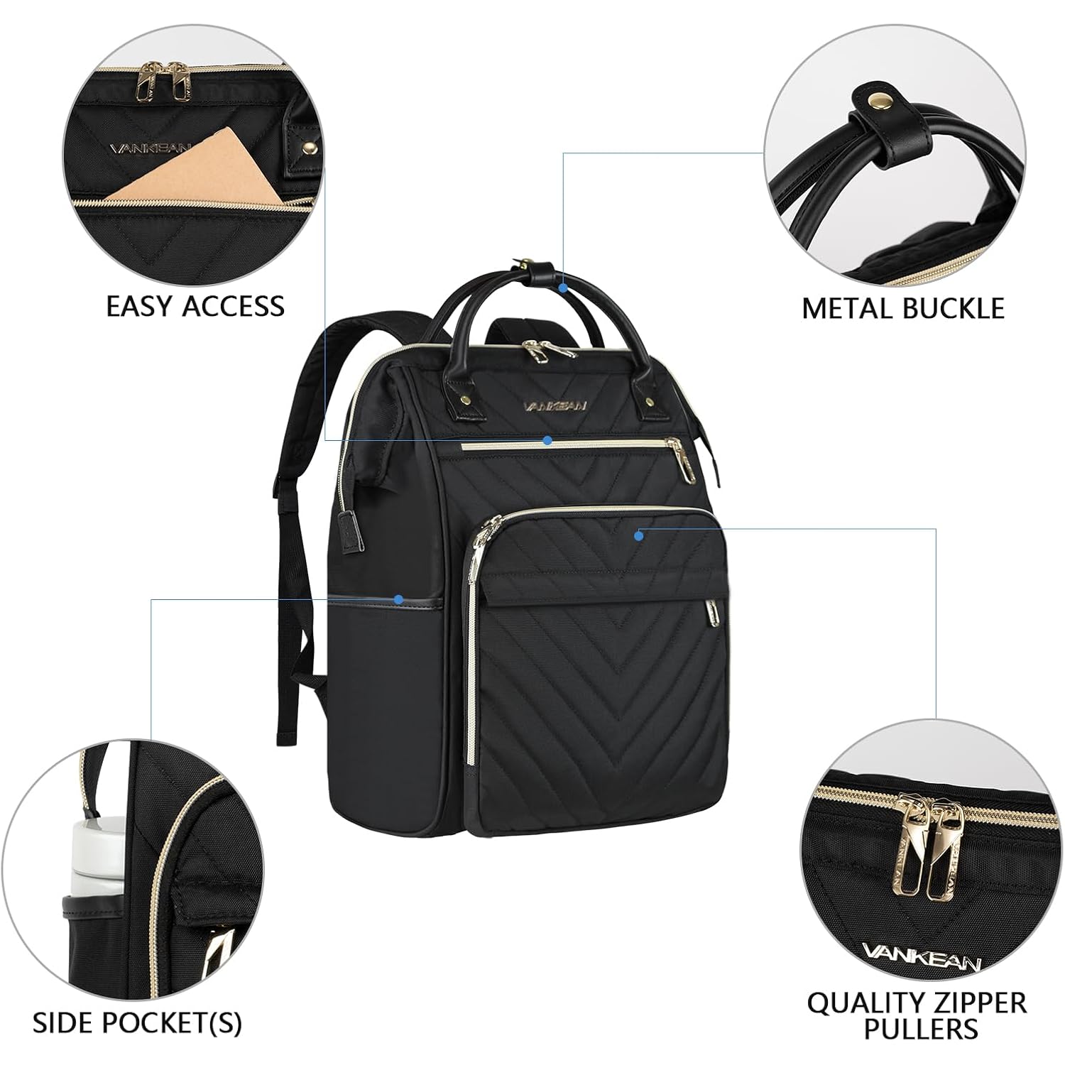Vankean 17 Inch Laptop Backpack For Women Large Capacity Waterproof Daypack