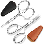 2Pack Small Eyebrow Scissors, Stainless Steel Nose Hair Trimming Scissors with Rounded Tips, Precision Grooming for Beard/Mustache/Facial Hair, Travel Friendly & Safe for Men Women