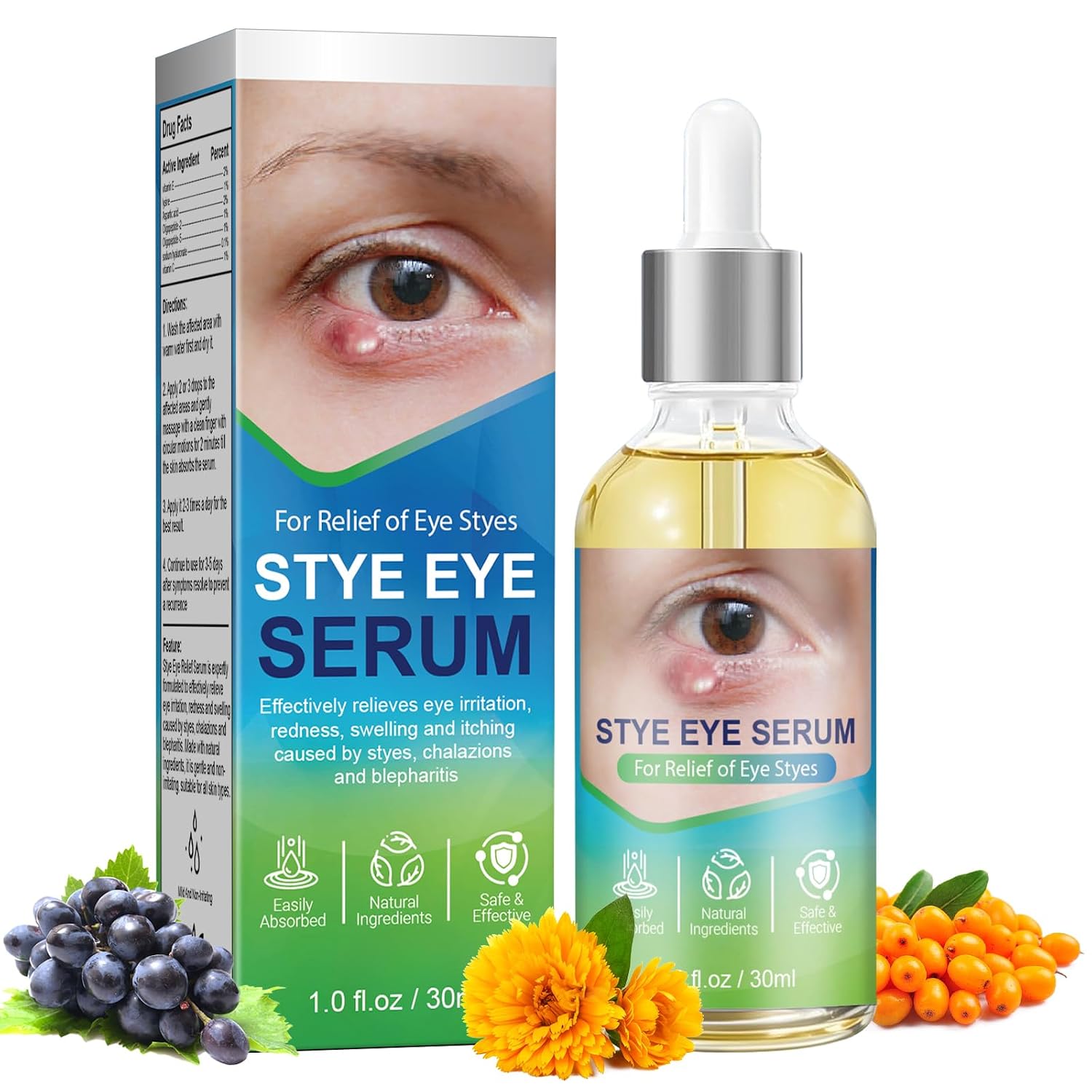 Stye Relief Serum & Eyelid Drops For Blepharitis & Chalazion | Natural Fast-Acting Formula For Lash Line & Under Eye | Gentle Cleansing Care 1.01 Fl Oz (Pack Of 1)