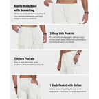 Mens Cargo Shorts Elastic Waist Drawstring Hiking Shorts For Men Stretch Casual Short With 5 Pockets