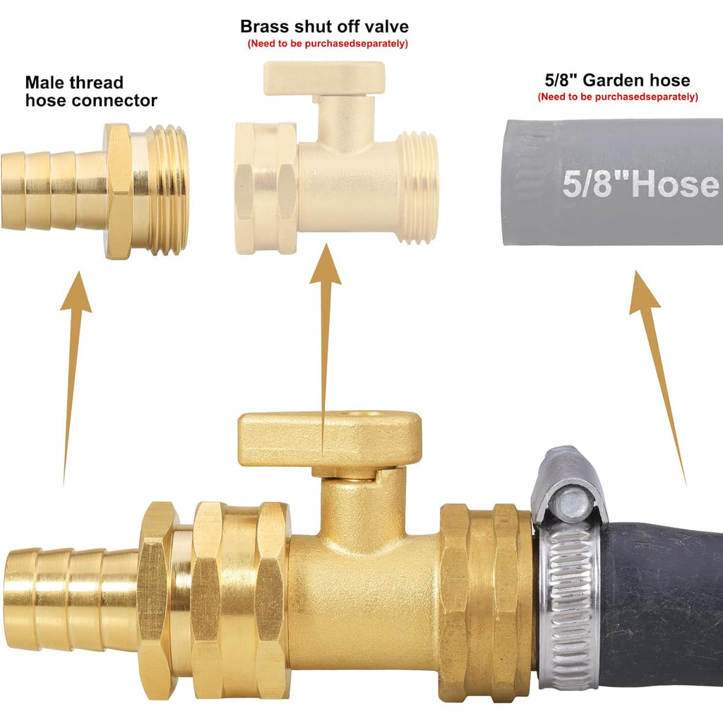 5/8" Barb Male & Female Brass Garden Hose Repair Kit, 2 Set | With Clamps Hose End Repair Connector, Durable Brass Fittings For 5/8" Hose, Garden Watering & Car Washing Repair