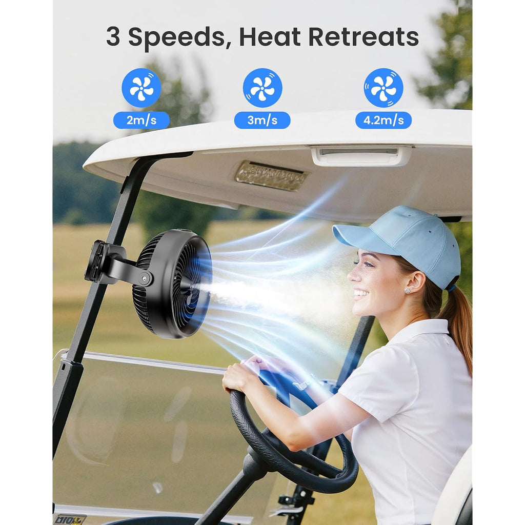 Koonie 8'' 10000Mah Battery Operated Misting Fan With Max. 48 Hrs Runtime | Portable Mist Desk Fan With Clip, 3 Speeds, 2 Spray Modes, 200Ml Tank For Golf Cart Home Office Travel Camping Stroller