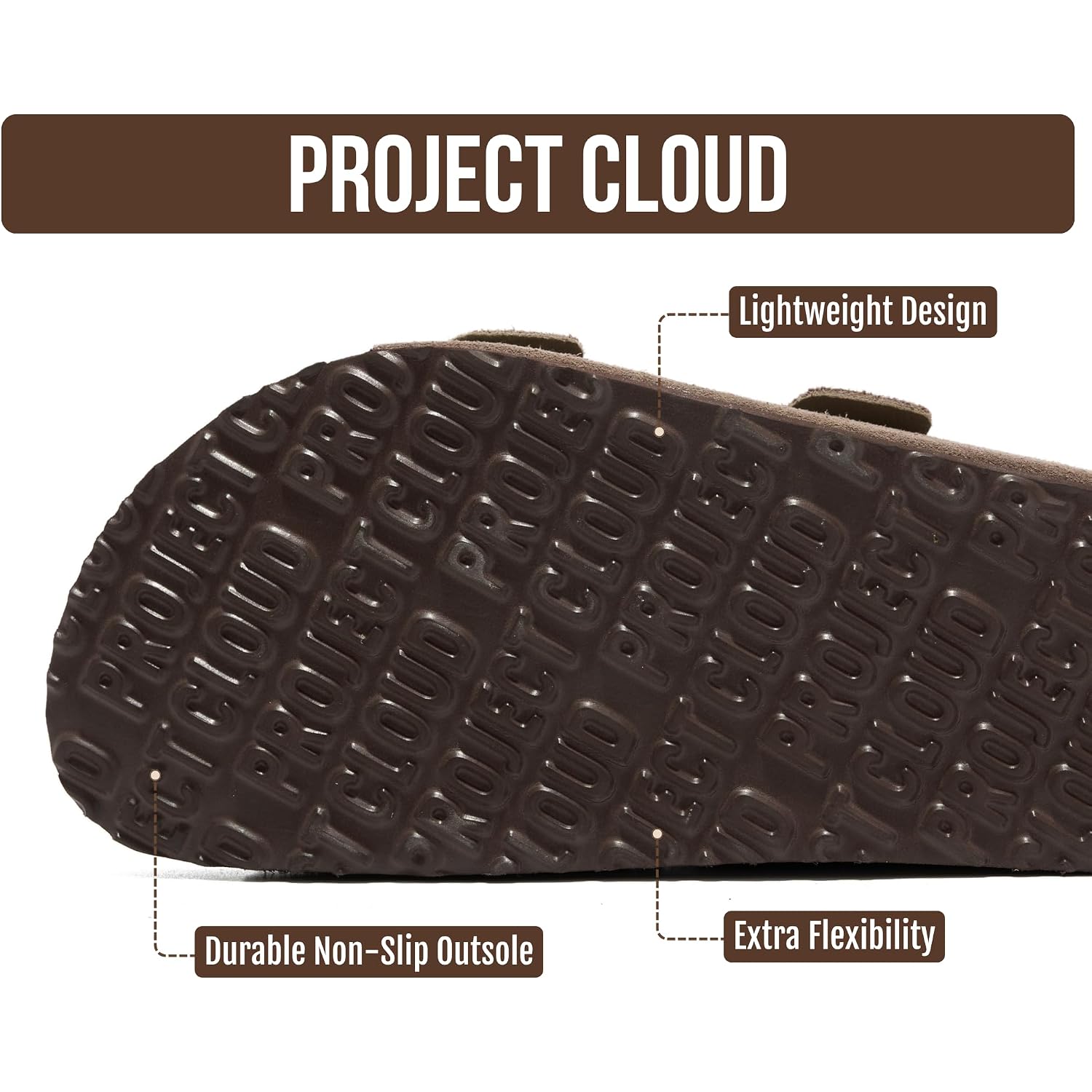 Project Cloud Mens Sandals 100% Genuine Leather - Memory Foam Insole & Cork Footbed Slides For Men Footwear - Non-Slip Summer Sandals For Men & Lightweight Mens Slides (Heritage)