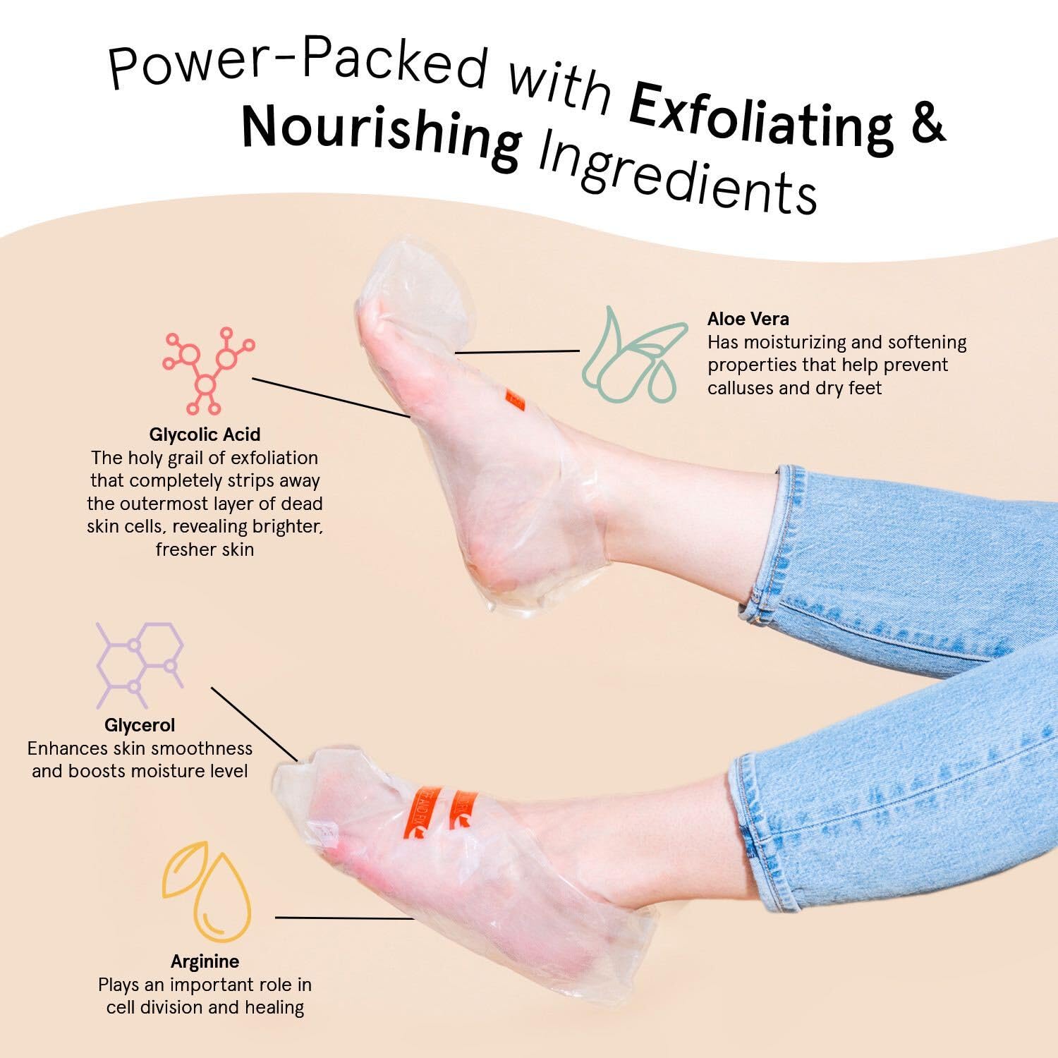 grace & stella Award-Winning Foot Peel Mask - Foot Peeling Mask with Aloe Vera - Moisturizing Foot Mask for Dry Cracked Feet - Foot Exfoliator for Baby Soft Feet (4 Pairs, Unscented)