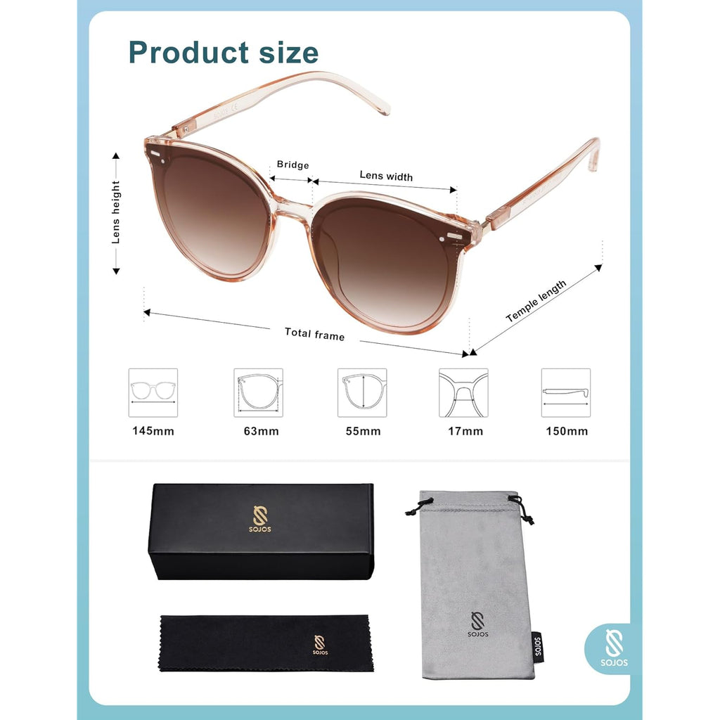 SOJOS Sunglasses Womens Trendy 2025 Classic Round Retro Vintage Shades Large Frame Sunnies SJ2067