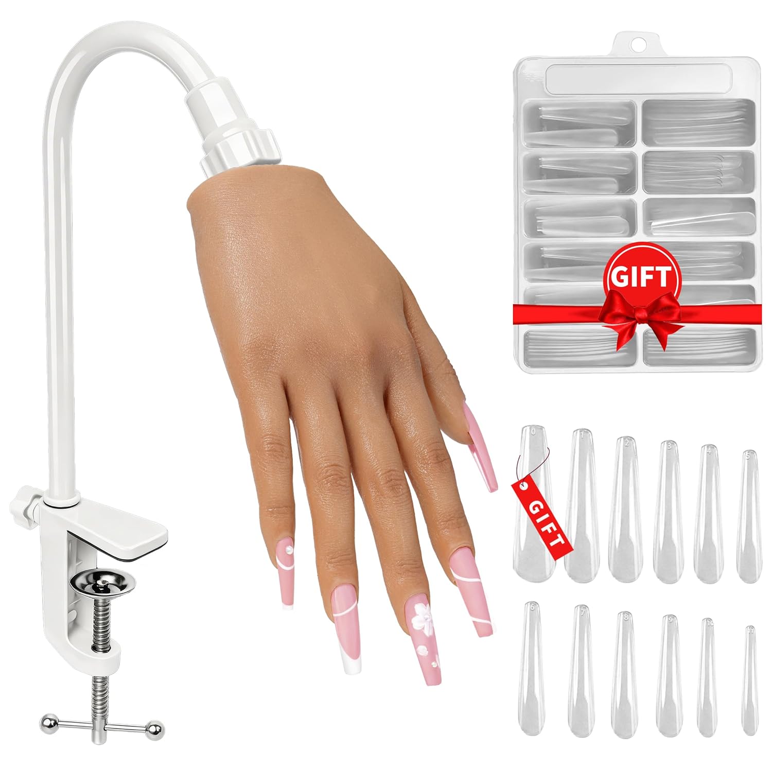 Practice Hand for Acrylic Nails,Realistic Silicone Training Hand with Flexible Fingers for Nail Art Practice,Professional Mannequin Hand Model Kit for Gel Polish & Manicure Beginners