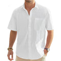 J.Ver Mens Linen Shirt Short Sleeve Button Down Casual Summer Shirts | Cotton Linen, Untucked, Big Tall, From Beach Camp Vacation, Cruise Fishing, Work Office, To Wedding Party Family, With Pocket