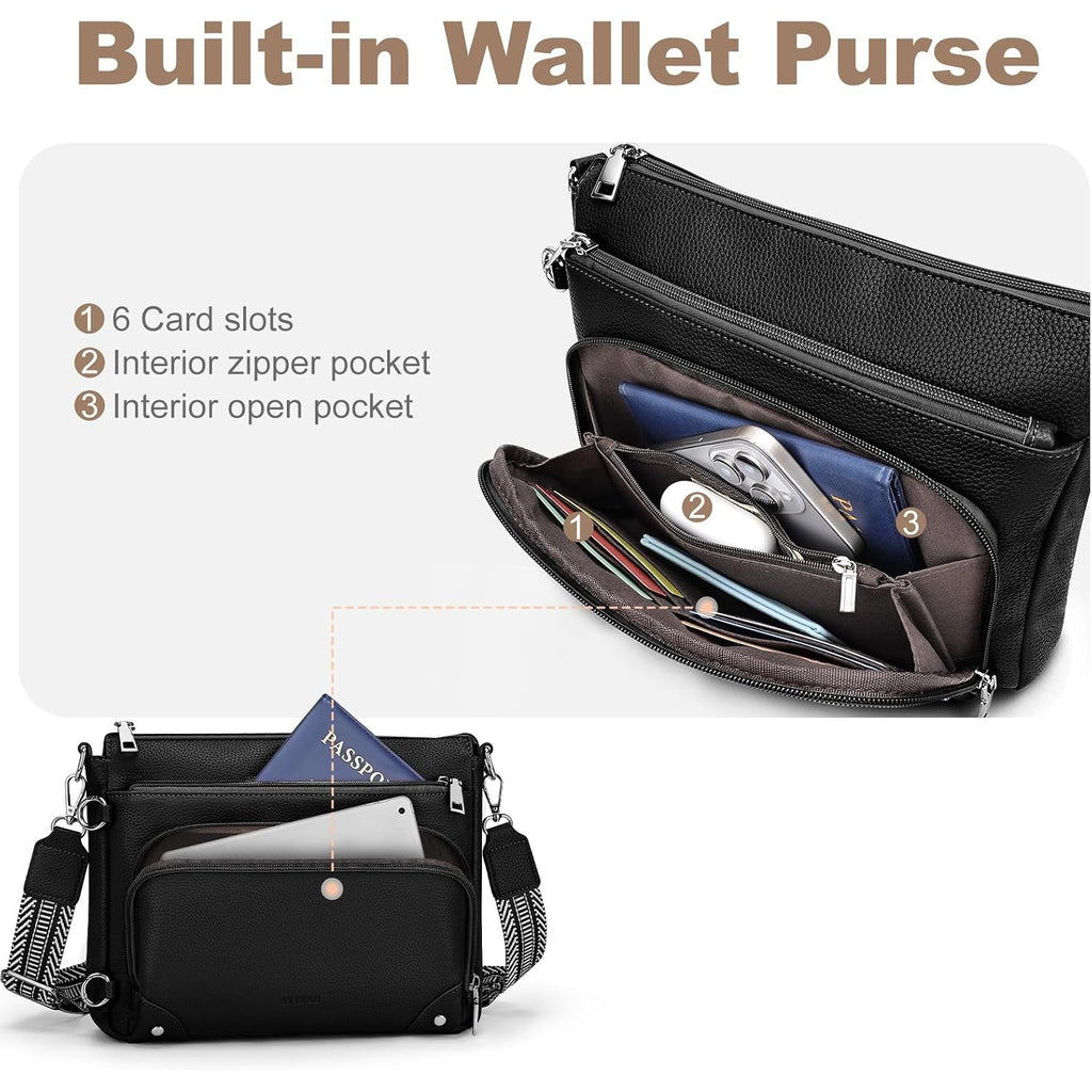 Anti-Theft Crossbody Purse For Women, Crossbody Shoulder Bag With Built-In Wallet & Rfid Blocking For Travel Workout