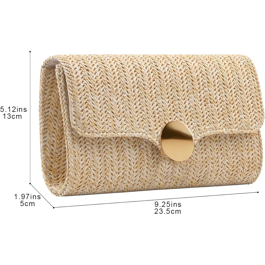 Elegant Clutch Purse For Women Straw Clutch Formal Evening Bag For Wedding Party Dinner