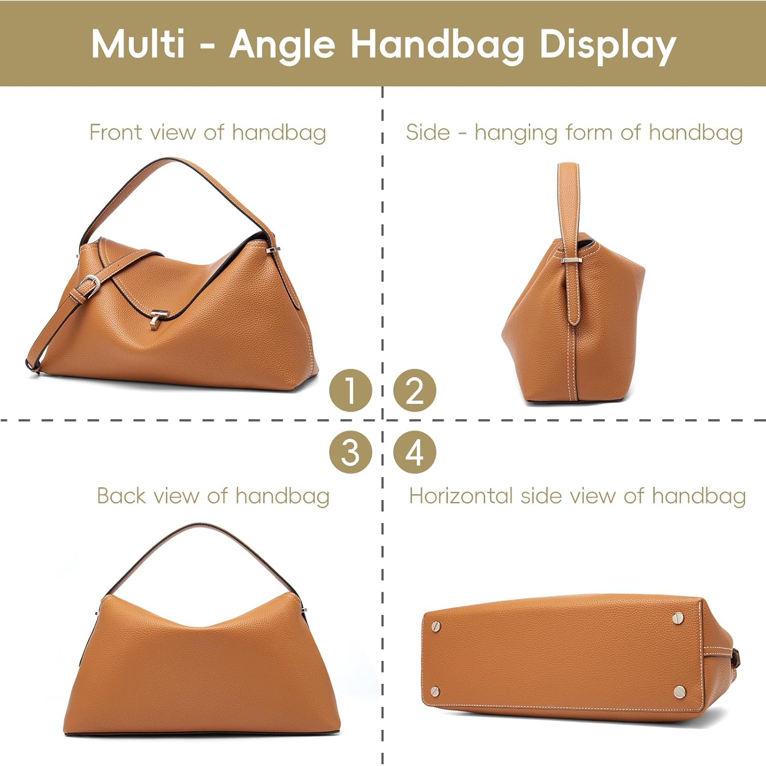 Leather Crossbody Bag for Women, Multiple Compartments for Everyday & Travel