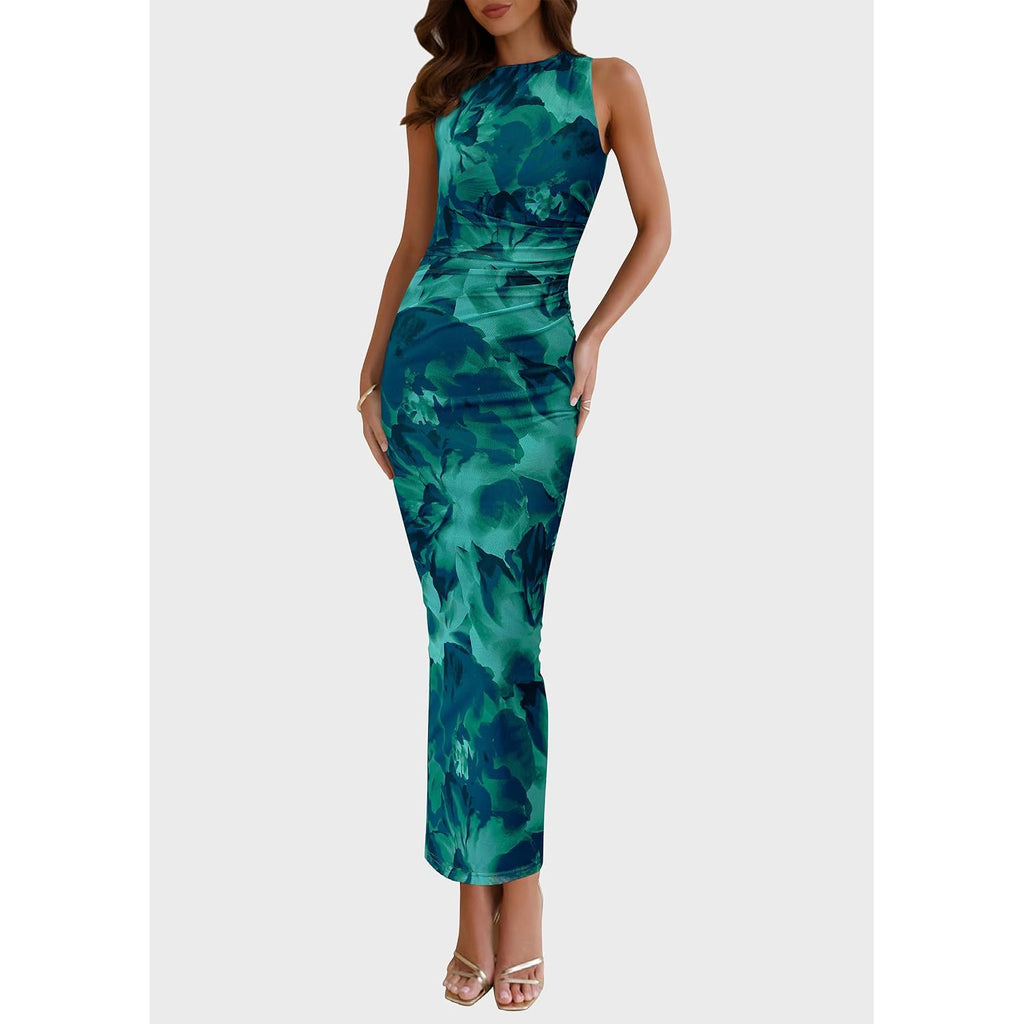 Prettygarden Womens Summer Wedding Guest Maxi Dress 2026 Spring Formal Floral Mesh Sleeveless Bodycon Vacation Long Dresses