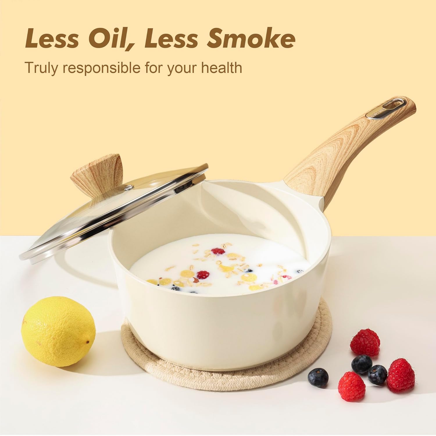 SENSARTE Ceramic Cookware Sets, Pots and Pans Set Non stick, 14 Piece Induction Cookware, Non toxic Healthy Non Stick Kitchen Cooking Set, with Frying Pans Set, PFAS PTFE PFOA PFOS Free