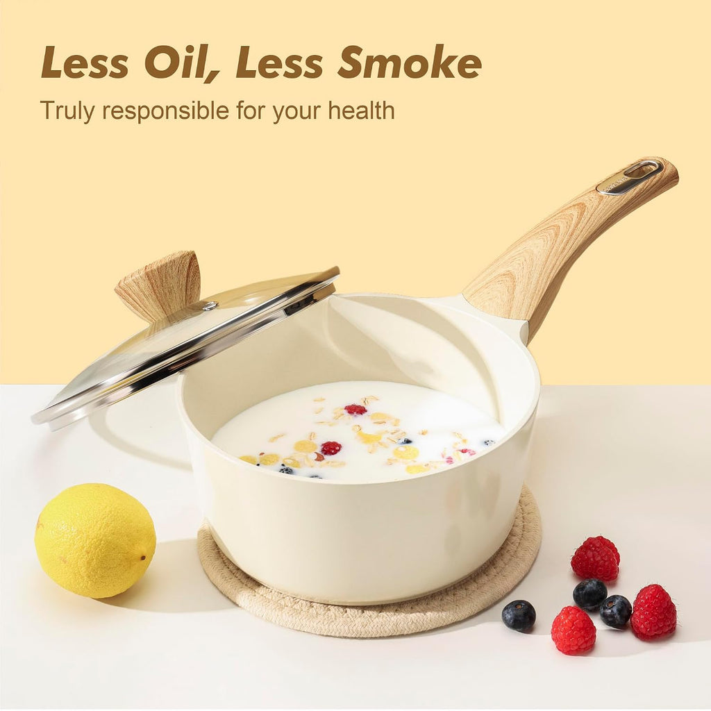 Sensarte Ceramic Cookware Sets, Pots And Pans Set Non Stick, 14 Piece Induction Cookware, Non Toxic Healthy Non Stick Kitchen Cooking Set, With Frying Pans Set, Pfas Ptfe Pfoa Pfos Free