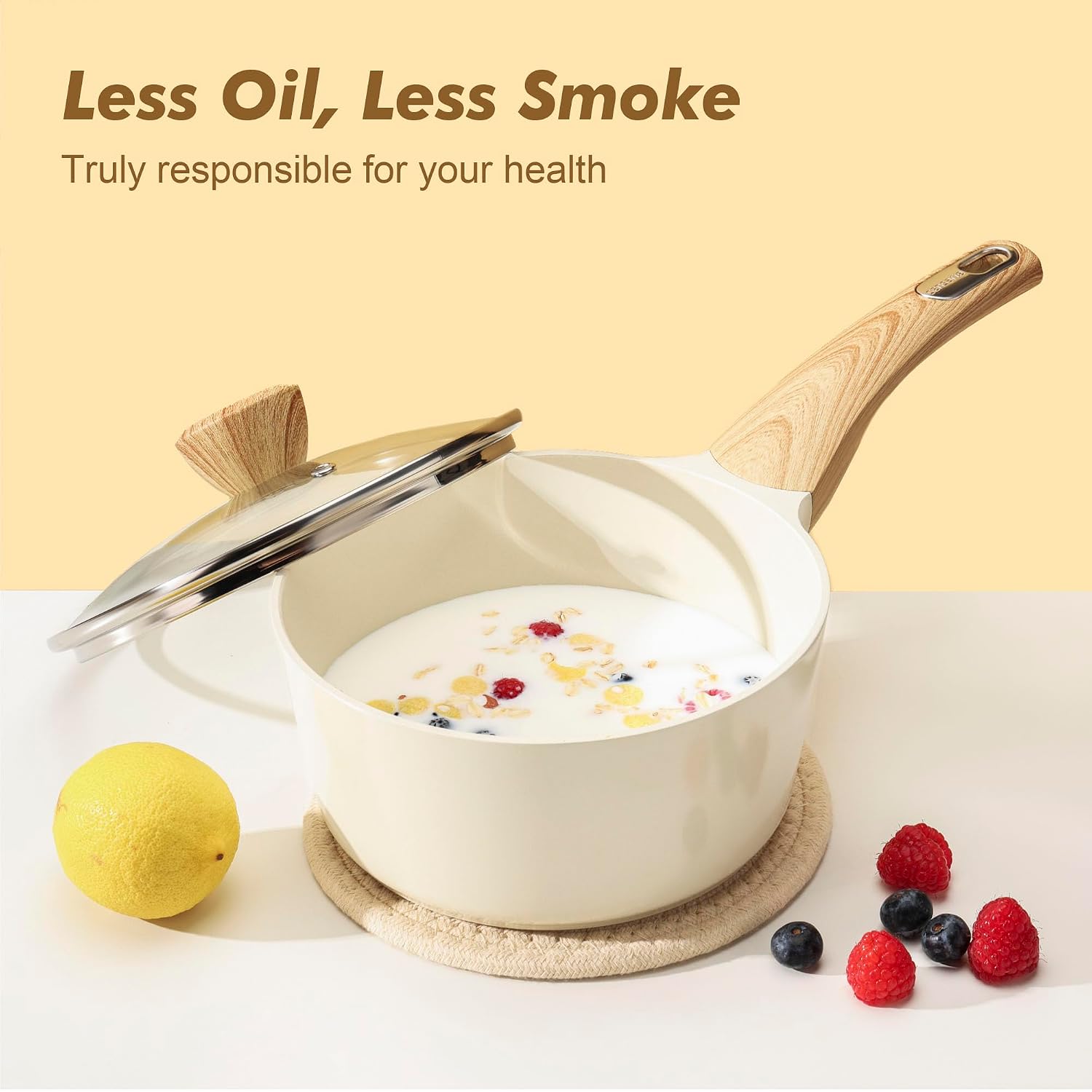 Sensarte Ceramic Cookware Sets, Pots And Pans Set Non Stick, 14 Piece Induction Cookware, Non Toxic Healthy Non Stick Kitchen Cooking Set, With Frying Pans Set, Pfas Ptfe Pfoa Pfos Free