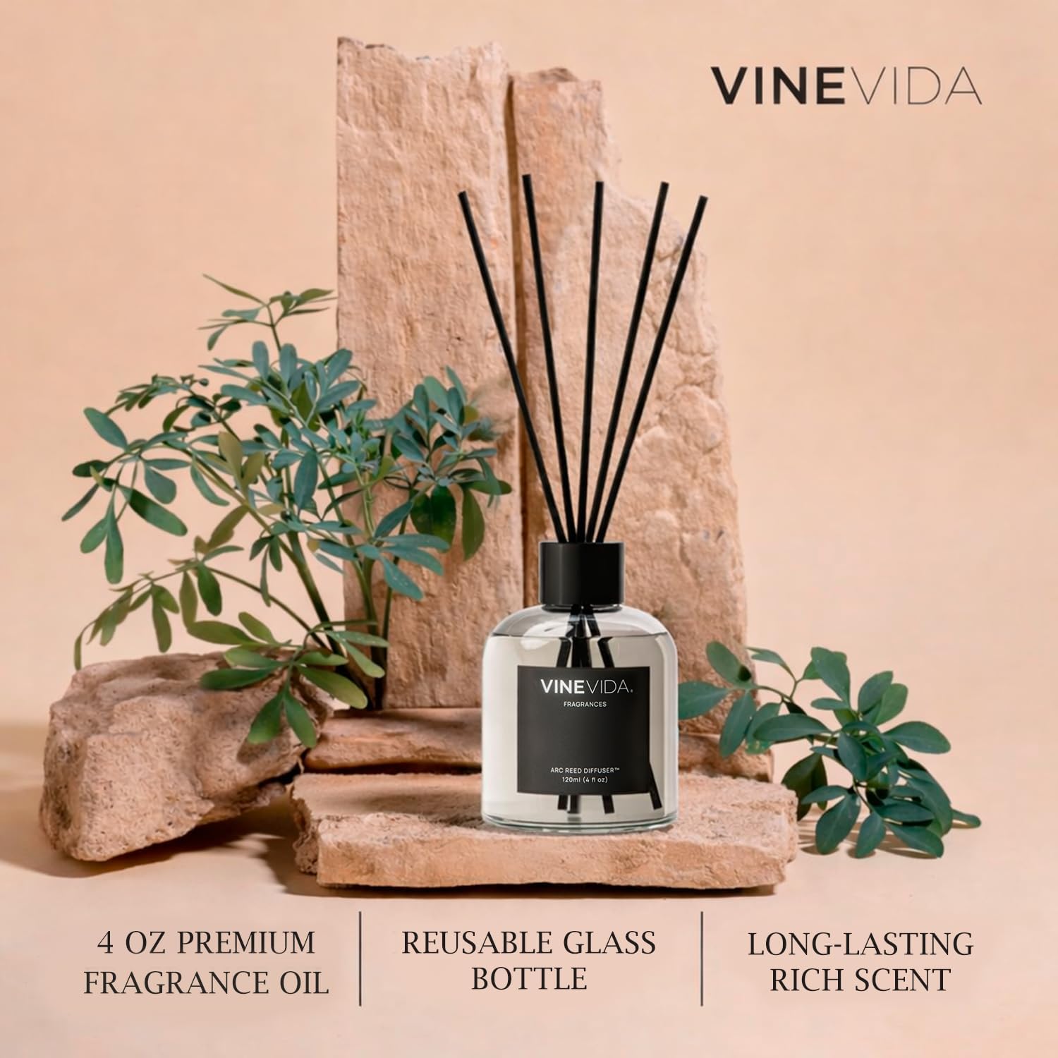 Vinevida Reed Diffuser Volcano | Diffuser Reed For Home & Bathroom | Long-Lasting Scent Sticks Set | Oil Stick Diffuser | Bathroom Scent