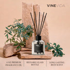 Vinevida Reed Diffuser Volcano | Diffuser Reed For Home & Bathroom | Long-Lasting Scent Sticks Set | Oil Stick Diffuser | Bathroom Scent