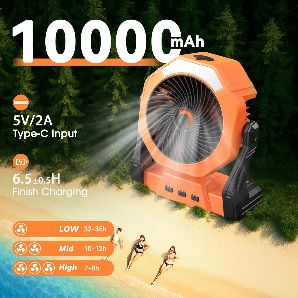 Ausic Portable Misting Fan For Outdoor Cooling, [8-35Hrs] Battery Powered Mist Fans With Water Misters & Led Lantern, 8-Inch, 250Ml Tank, For Patios, Home, Outside, Camping, Outdoor&Indoor Use