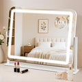 Vanity Mirror With Lights 22"X17", Lighted Makeup Mirror With 10X Magnification 4.5", 3 Color Dimmble Lights, Touch Control, 360° Rotation, Metal Frame, Women'S Gift, For Bedroom/Dressing Room, White