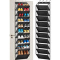 10 Tier Clear Over The Door Shoe Organizer Storage, Deep Pockets Large Hanging Shoe Rack For Closet Door, Fit 20 Pairs Shoe Holder Hanger For Sneakers, Boots (Black)