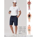 Coofandy Mens Casual Shorts 9" Chino Cotton Shorts Summer Beach Drawstring Shorts With Pockets